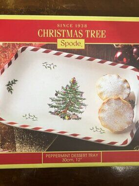 Spode Christmas Tree Peppermint Dessert Tray